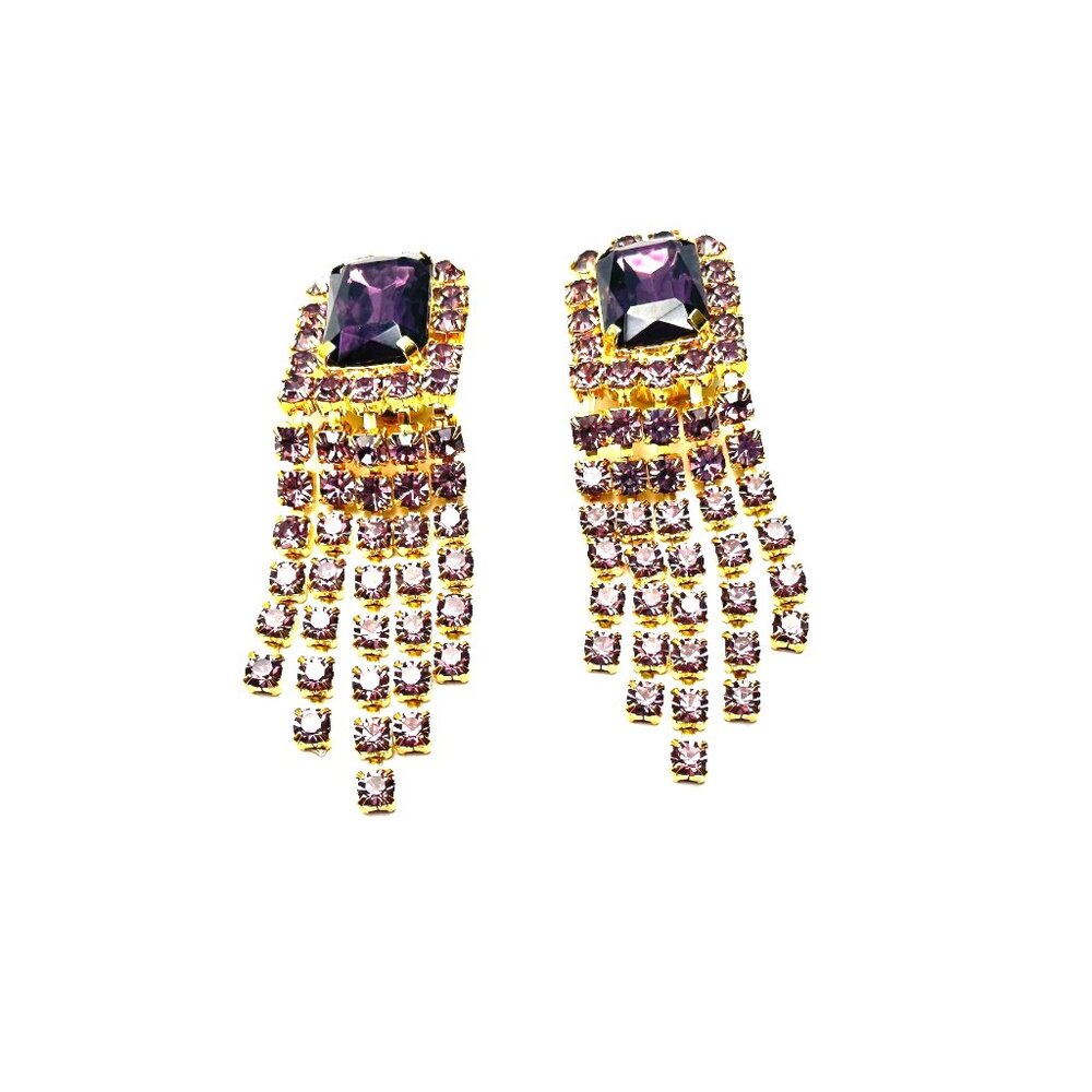 Vintage 1980s Czech Crystal  Parure—Deep Purple Crystal Rhinestone Set — EUC - Picture 5 of 14